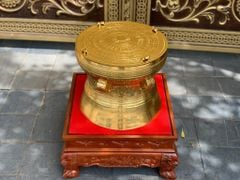 Quả trống ngọc lũ đúc đồng đỏ đường kính 36cm có cóc dát công nghiệp - Trống đồng Ngọc Lũ đúc chìm