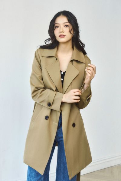 Áo khoác trench coat dáng lửng (Be)