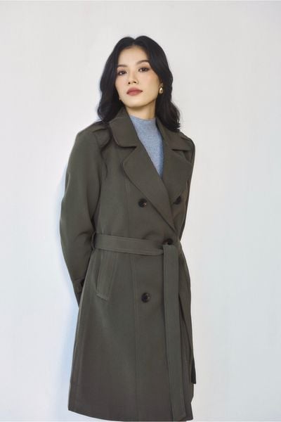 Áo khoác trench coat dáng dài (Rêu)