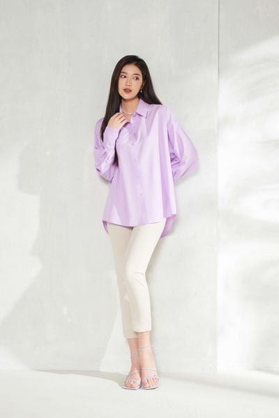 Basic Oversized Shirt Màu Tím