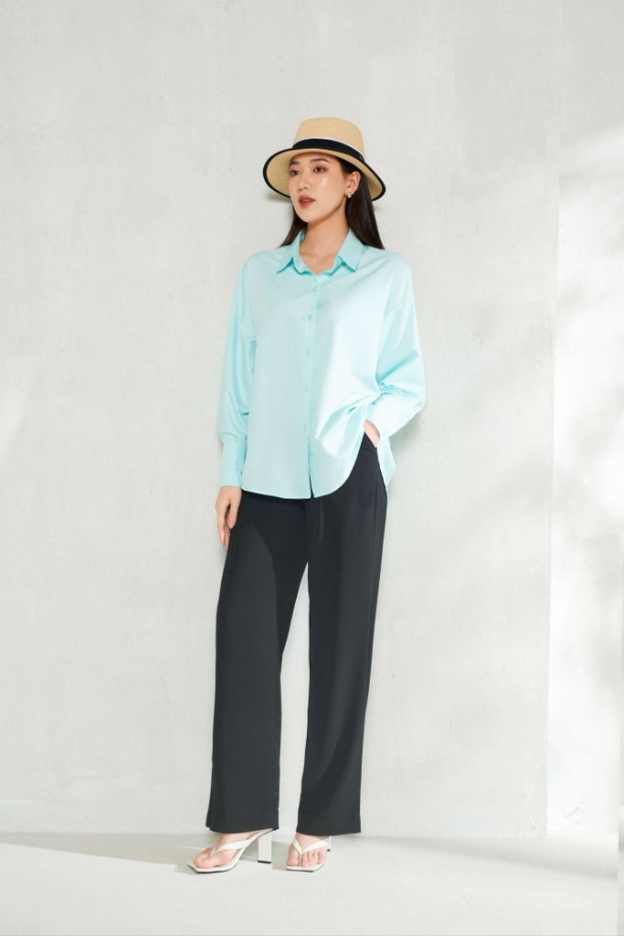 Basic Oversized Shirt Màu Xanh ngọc