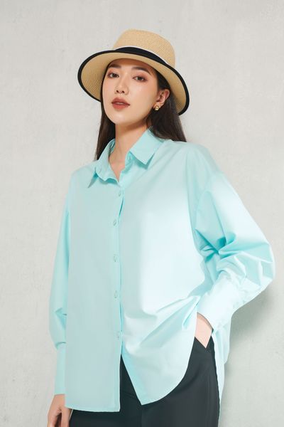 Basic Oversized Shirt Màu Xanh ngọc