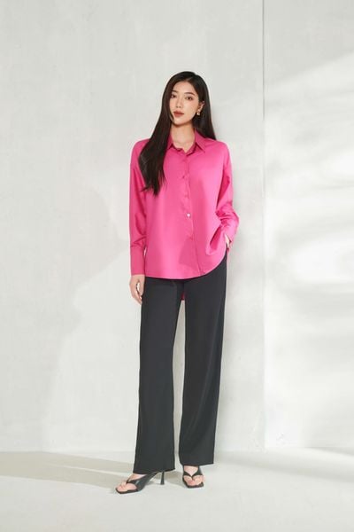 Basic Oversized Shirt Màu Hồng sen