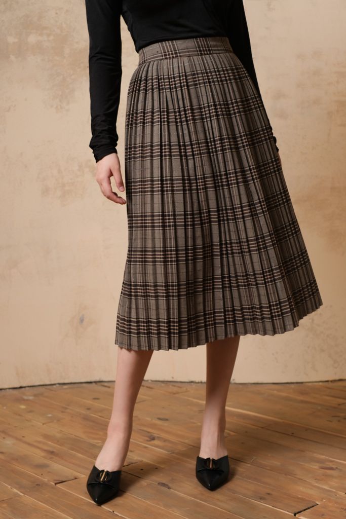 Katherine Skirt - Chân váy kẻ nâu