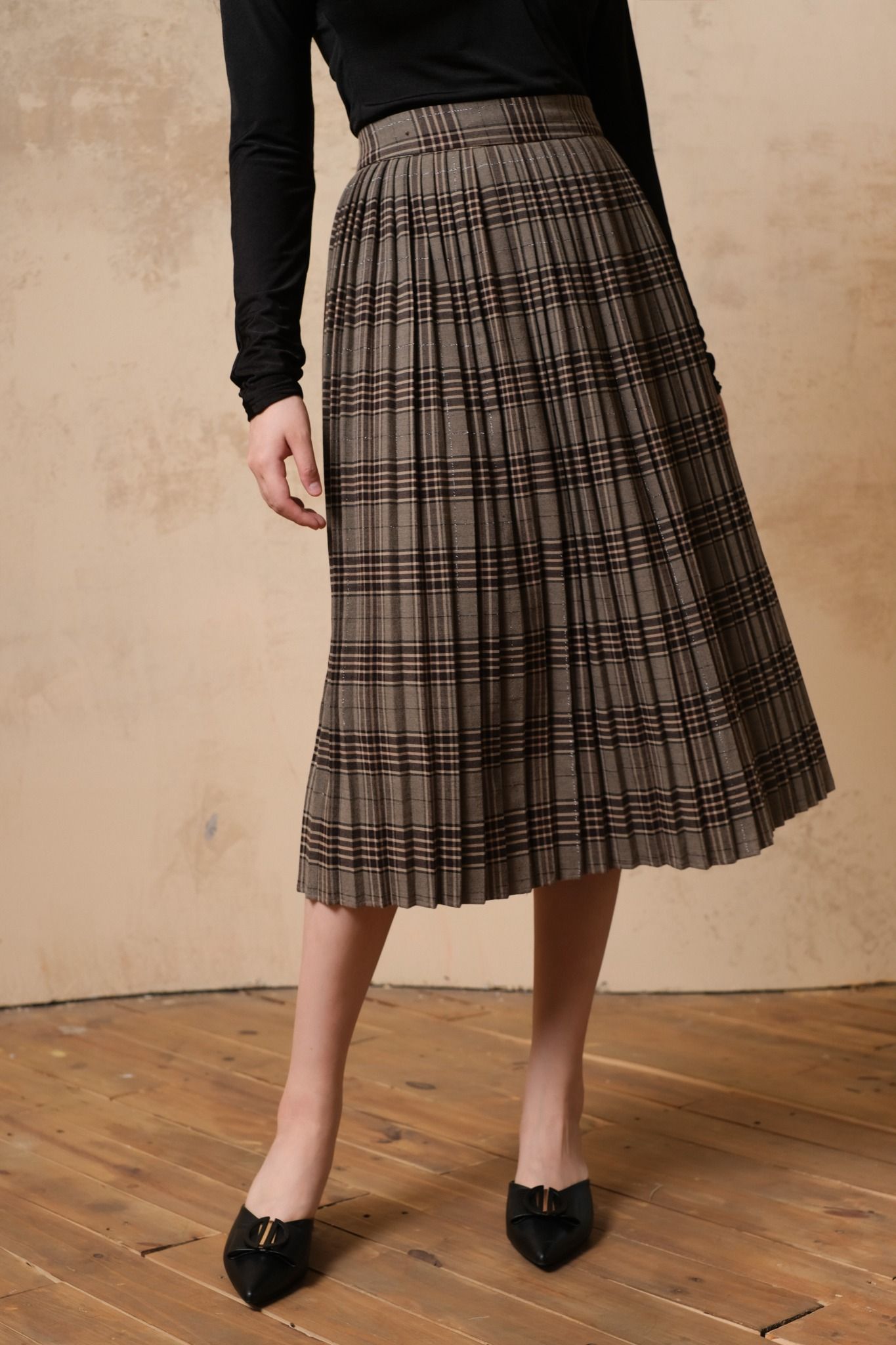 Katherine Skirt - Chân váy kẻ nâu