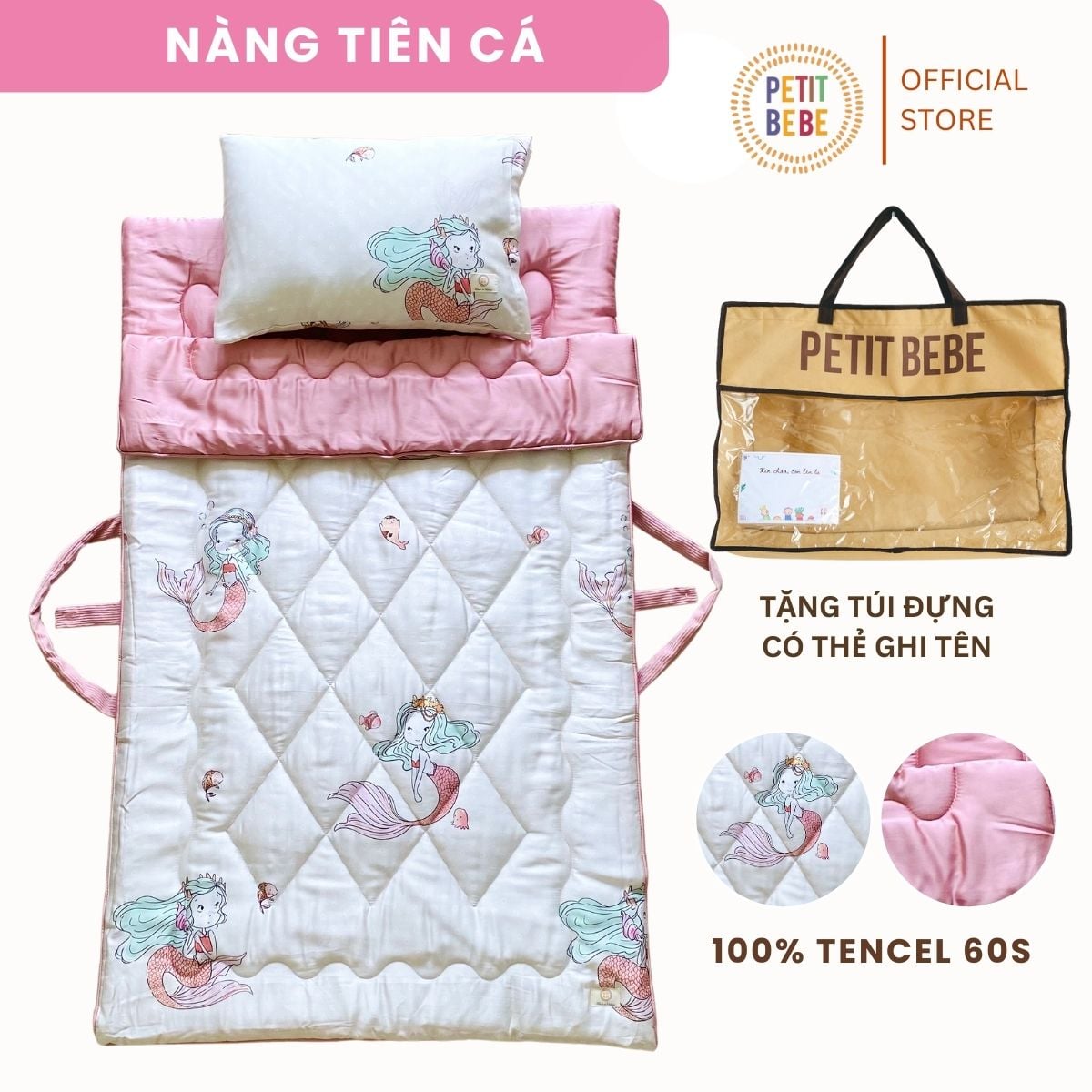  Bộ chăn gối đi học tencel 60s Petit Bebe 