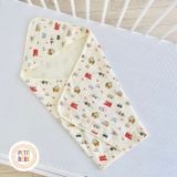  Choàng ủ sơ sinh có mũ PETIT BEBE muslin 4 lớp 