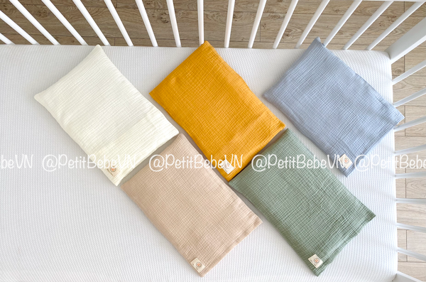  Gối mỏng màu trơn lót đầu sơ sinh 