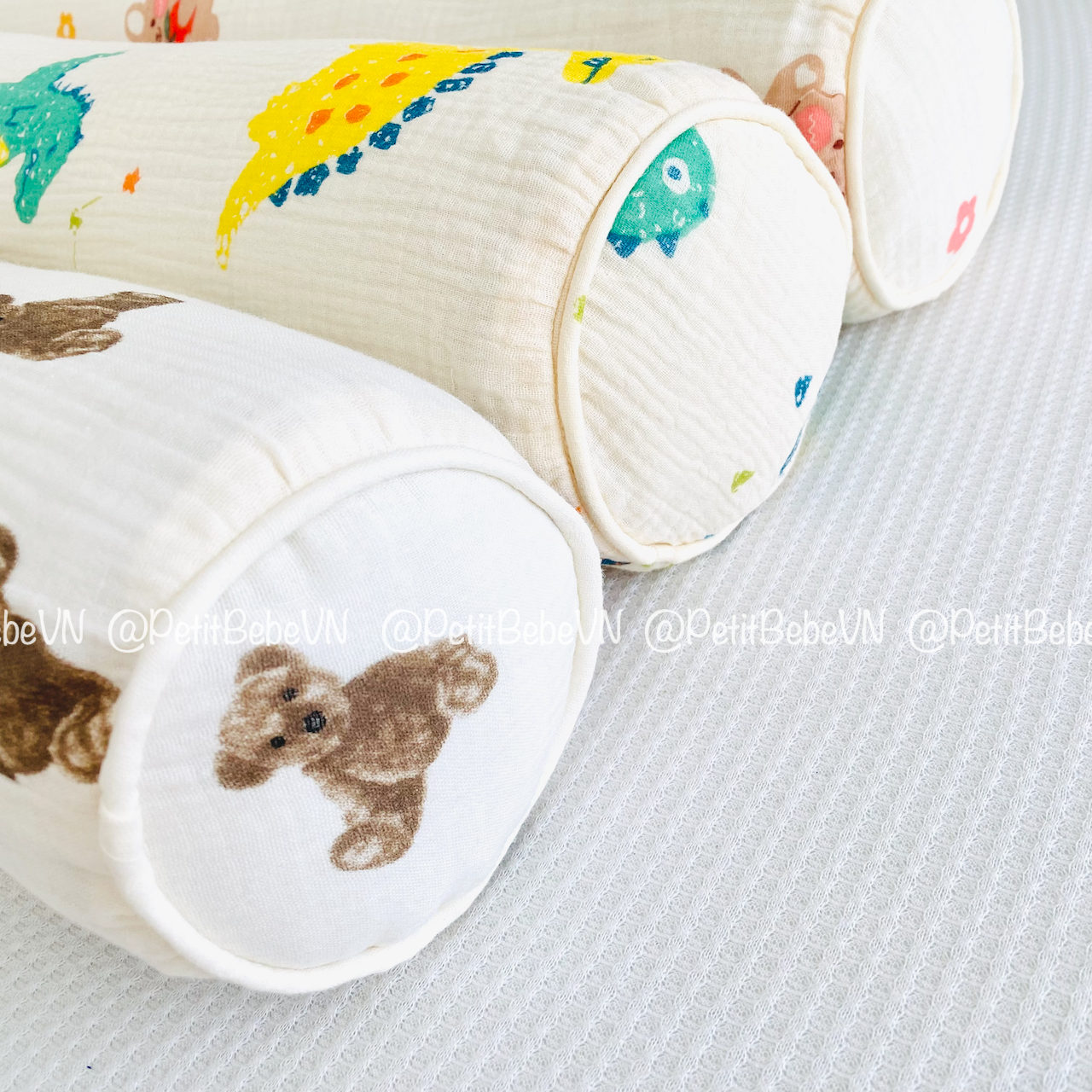  Gối ôm muslin Khủng Long dài 60cm 