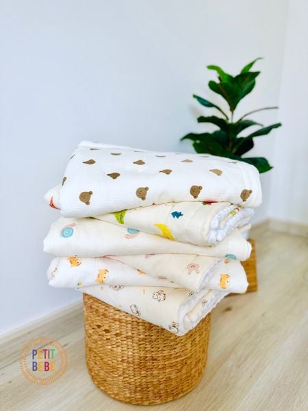  Chăn chần bông muslin cho bé 100x120cm 