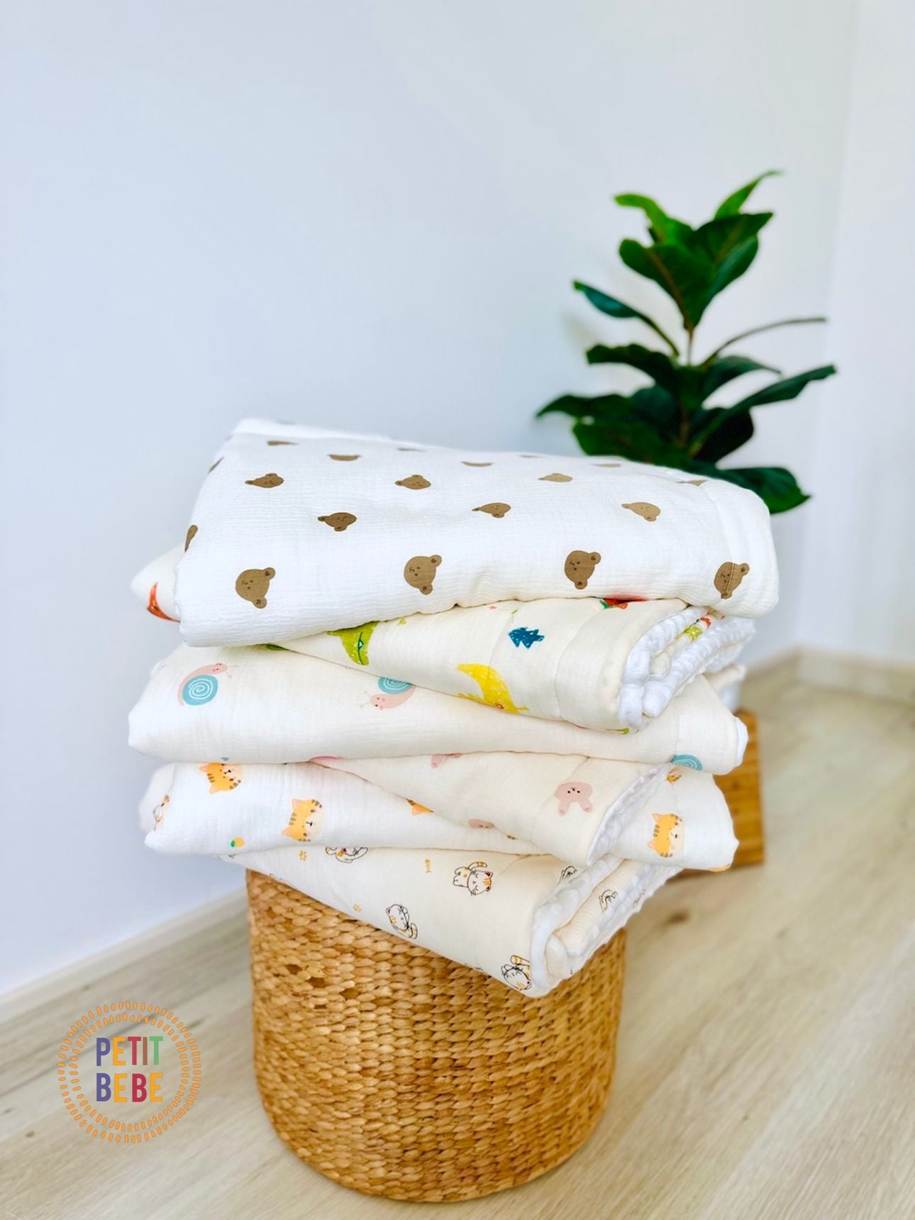  Chăn chần bông muslin cho bé 100x120cm 