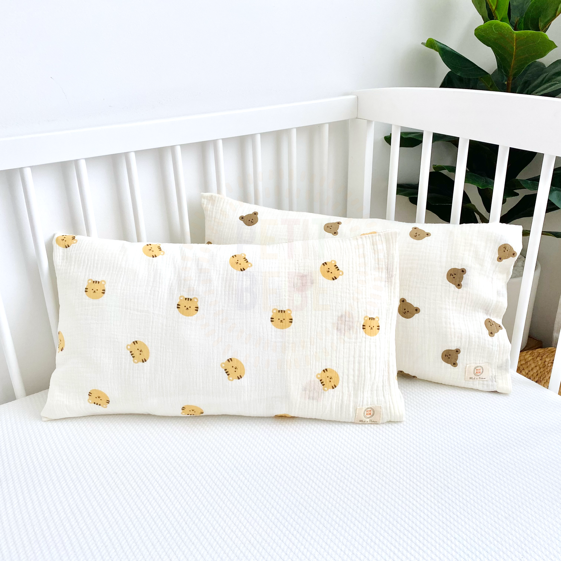  Gối nằm muslin Gấu Con cho bé mẫu giáo tiểu học 