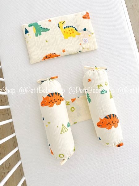  Gối mỏng Khủng Long lót đầu sơ sinh 
