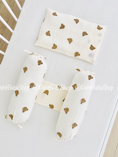  Gối mỏng Gấu Con lót đầu sơ sinh 