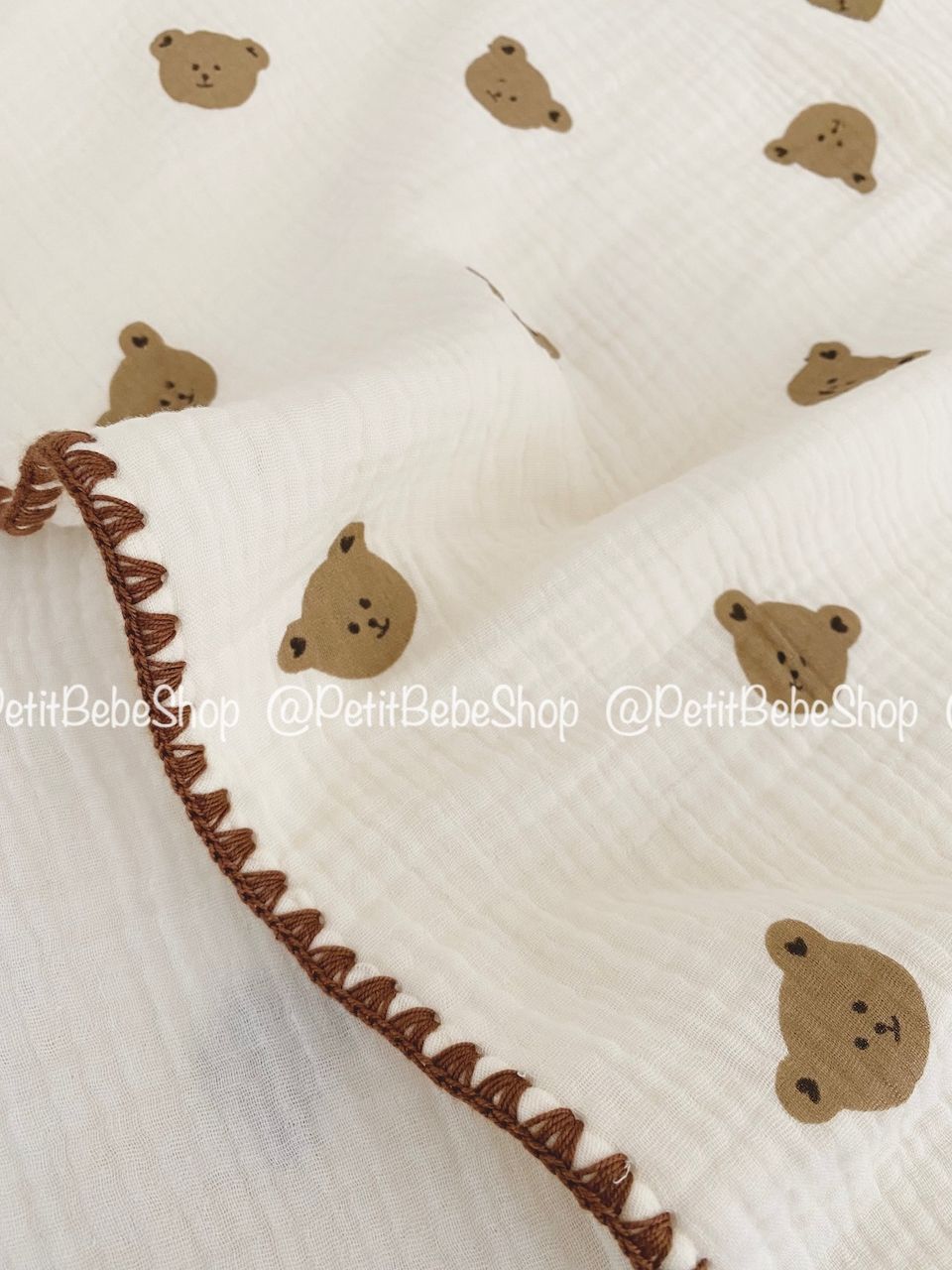  Chăn đa năng Gấu Con muslin 4 lớp 
