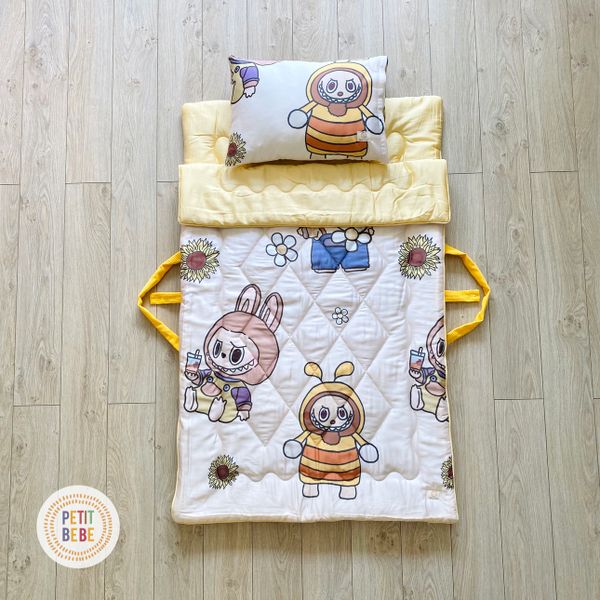  Gối nằm tencel 60s Labubu cho bé mẫu giáo tiểu học 