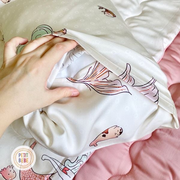  Gối nằm tencel 60s Nàng Tiên Cá cho bé mẫu giáo tiểu học 