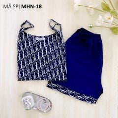 Đồ bộ mặc nhà, đồ ngủ, Pijama nữ Lụa 2 dây Satino - Jane Dark Blue