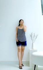 Đồ bộ mặc nhà, đồ ngủ, Pijama nữ Lụa 2 dây Satino - Jane Dark Blue