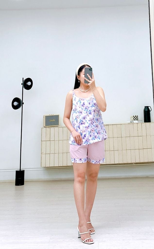 Đồ bộ mặc nhà, đồ ngủ, Pijama nữ Lụa 2 dây Satino - Jisoo Lilac