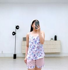 Đồ bộ mặc nhà, đồ ngủ, Pijama nữ Lụa 2 dây Satino - Jisoo Lilac