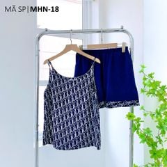 Đồ bộ mặc nhà, đồ ngủ, Pijama nữ Lụa 2 dây Satino - Jane Dark Blue