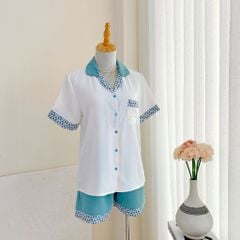 Đồ bộ mặc nhà, đồ ngủ, Pijama nữ Lụa TNQN Satino - Posa Blue