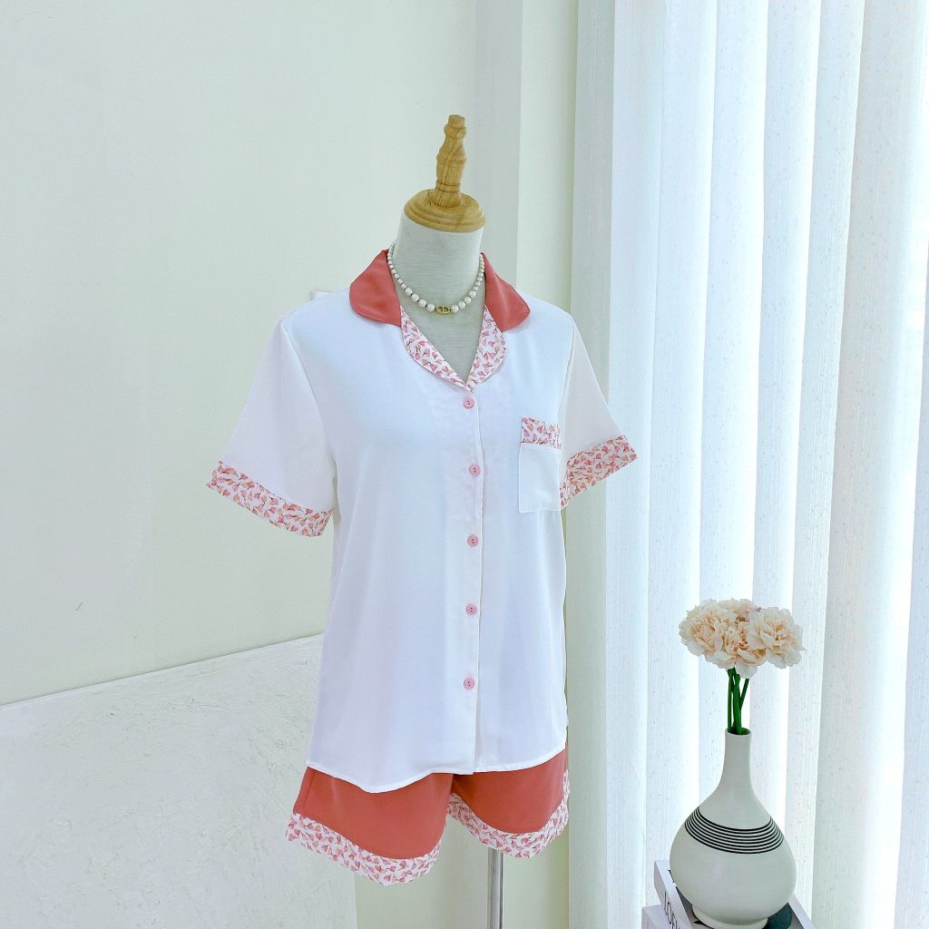 Đồ bộ mặc nhà, đồ ngủ, Pijama nữ Lụa TNQN Satino - Karen Peach