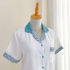 Đồ bộ mặc nhà, đồ ngủ, Pijama nữ Lụa TNQN Satino - Posa Blue