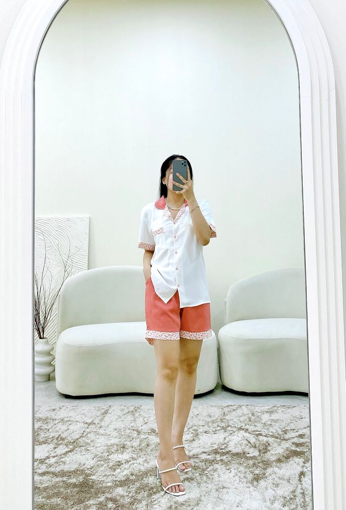 Đồ bộ mặc nhà, đồ ngủ, Pijama nữ Lụa TNQN Satino - Karen Peach
