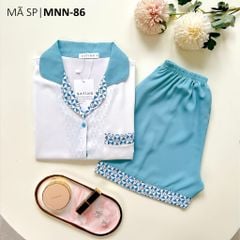 Đồ bộ mặc nhà, đồ ngủ, Pijama nữ Lụa TNQN Satino - Posa Blue