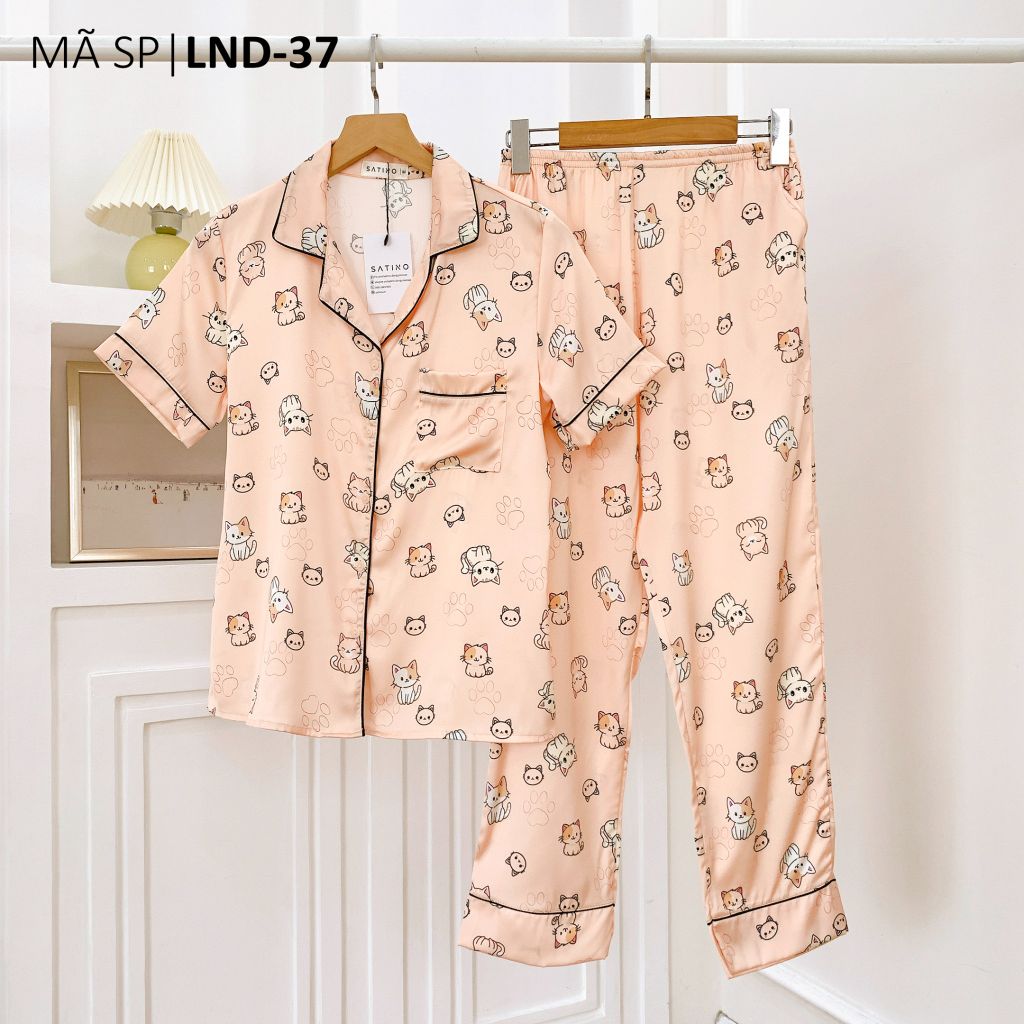 Pijama Lụa latin mềm mại, sang trọng Satino TNQD - Mimi Orange