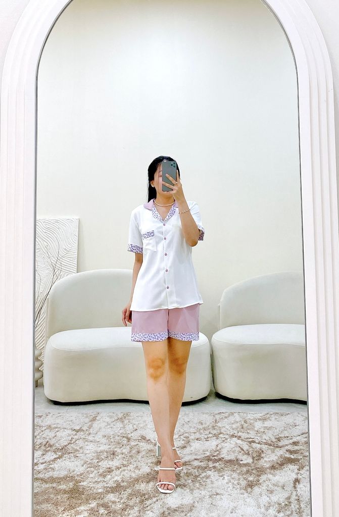 Đồ bộ mặc nhà, đồ ngủ, Pijama nữ Lụa TNQN Satino - Karen Lilac
