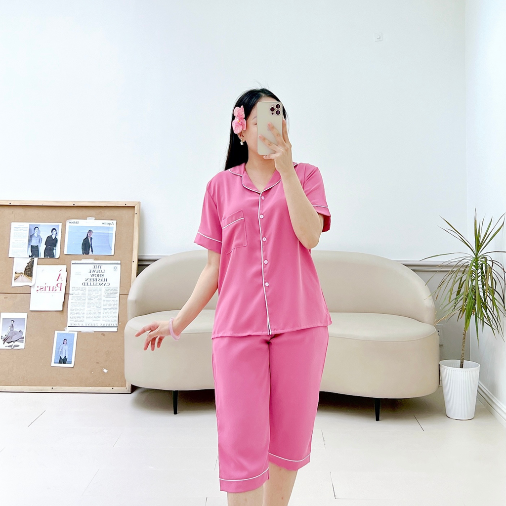 Đồ bộ mặc nhà, đồ ngủ, Pijama nữ Lụa TNQL Satino - Pink