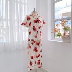 Đồ bộ mặc nhà, đồ ngủ, Pijama nữ Lụa TNQD Satino - Tulip Red