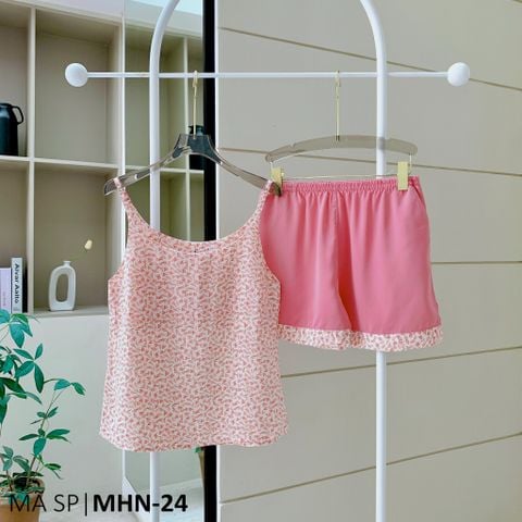 Đồ bộ mặc nhà, đồ ngủ, Pijama nữ Lụa 2 dây Satino - Karen Peach