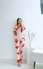 Đồ bộ mặc nhà, đồ ngủ, Pijama nữ Lụa TNQD Satino - Nelly Red