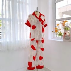 Đồ bộ mặc nhà, đồ ngủ, Pijama nữ Lụa TNQD Satino - Nelly Red