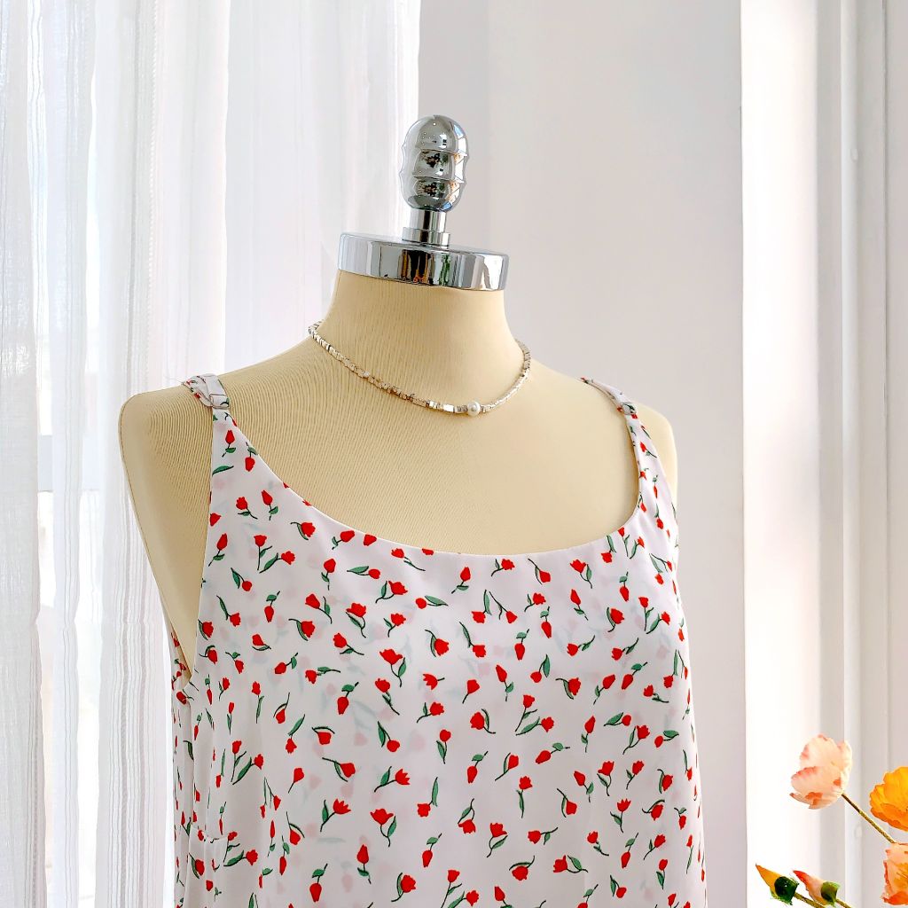 Đồ bộ mặc nhà, đồ ngủ, Pijama nữ Lụa 2 dây Satino - Lyss Red