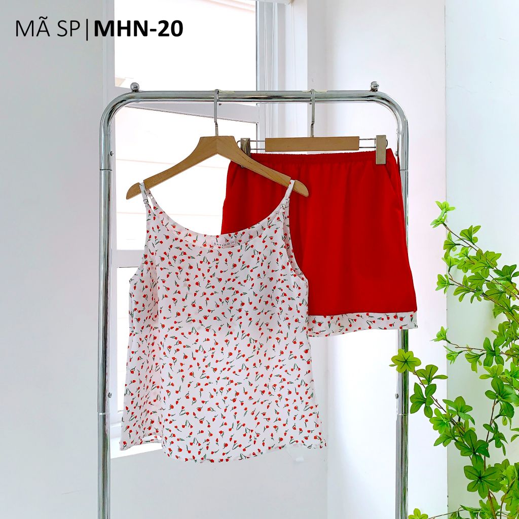 Đồ bộ mặc nhà, đồ ngủ, Pijama nữ Lụa 2 dây Satino - Lyss Red