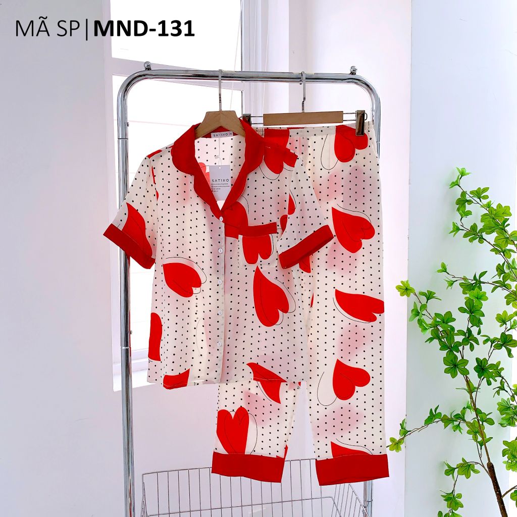Đồ bộ mặc nhà, đồ ngủ, Pijama nữ Lụa TNQD Satino - Nelly Red