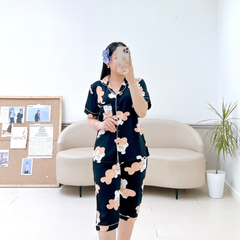Pijama lụa mango mềm mại, không nhăn Satino TNQL - Chemi Black