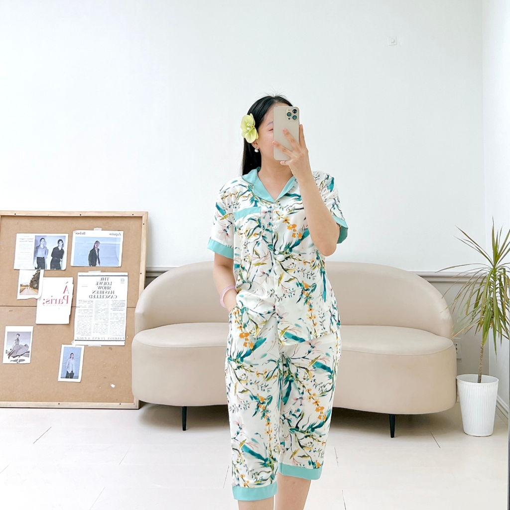 Pijama lụa mango mềm mại, không nhăn Satino TNQL - Jimmy Mint