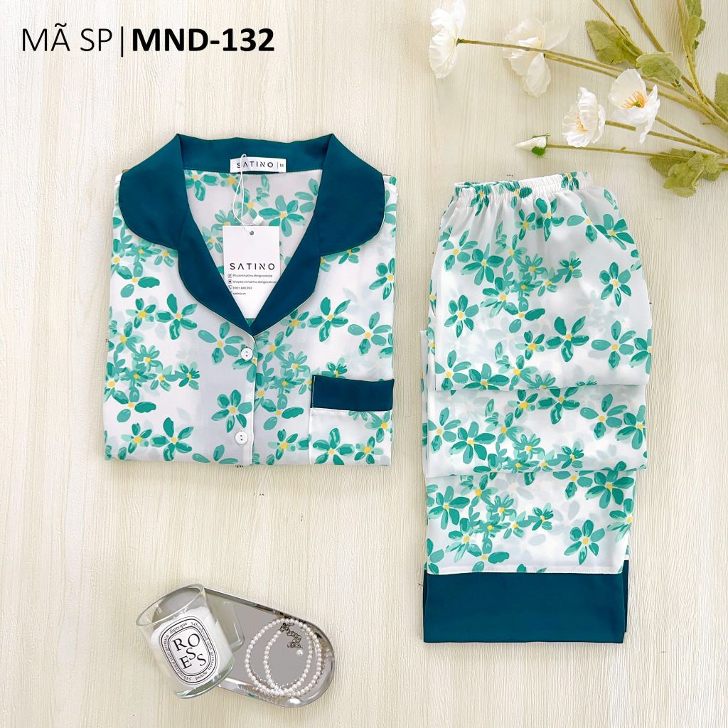 Đồ bộ mặc nhà, đồ ngủ, Pijama nữ Lụa TNQD Satino - Hera Mallard Green
