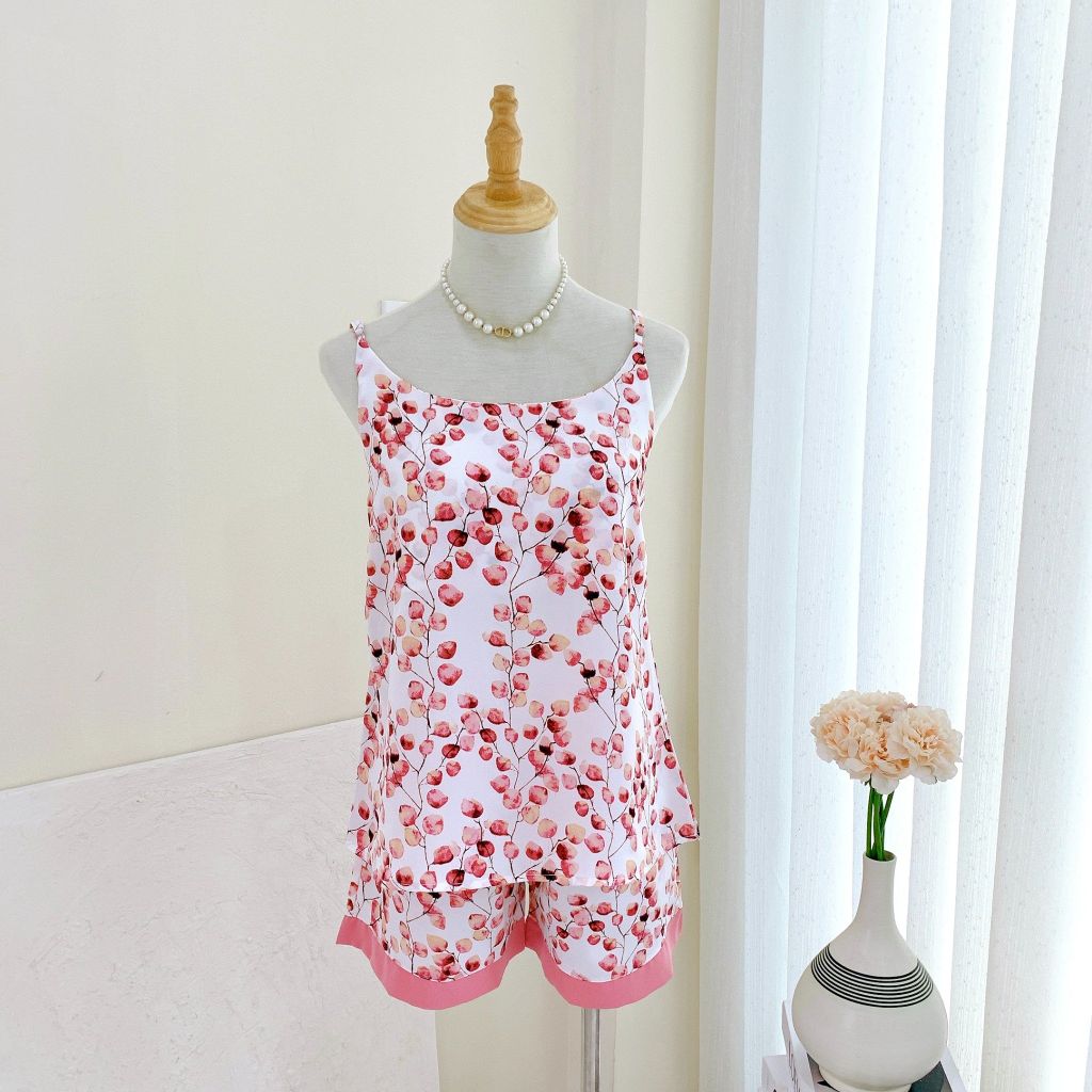 Đồ mặc nhà, đồ ngủ, Pijama nữ Lụa 2 dây Satino - Soyu Pink