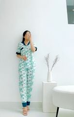 Đồ bộ mặc nhà, đồ ngủ, Pijama nữ Lụa TNQD Satino - Hera Mallard Green