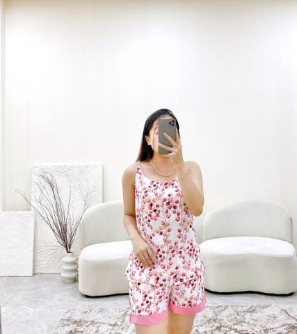 Đồ mặc nhà, đồ ngủ, Pijama nữ Lụa 2 dây Satino - Soyu Pink