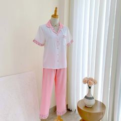 Đồ bộ mặc nhà, đồ ngủ, Pijama nữ Lụa TNQD Satino - Yoomi Pink