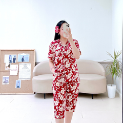 Pijama lụa mango mềm mại, không nhăn Satino TNQL - Giva Red