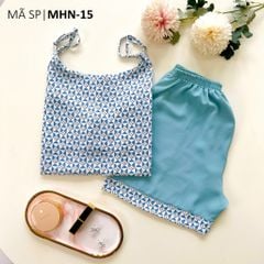 Đồ mặc nhà, đồ ngủ, Pijama nữ Lụa 2 dây Satino - Posa Blue